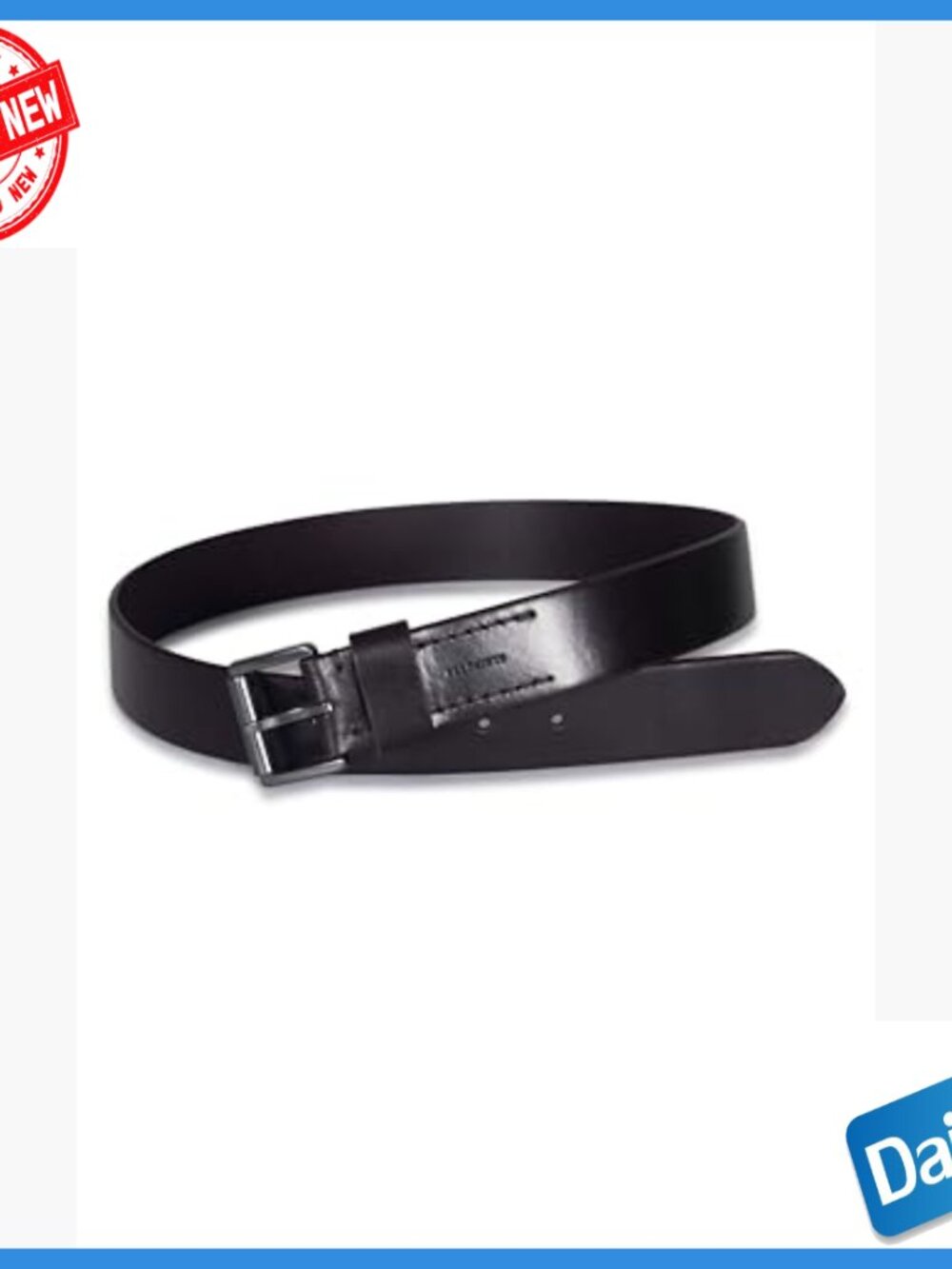 Men's 1.5 Inch Leather Belt, Feather Bevel Edge, Adjustable Roller Buckle - Picture 4 of 5